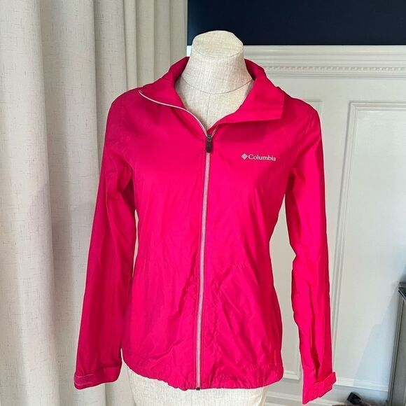 Columbia Switchback Pink Hooded Raincoat Women’s Medium - Picture 1 of 8